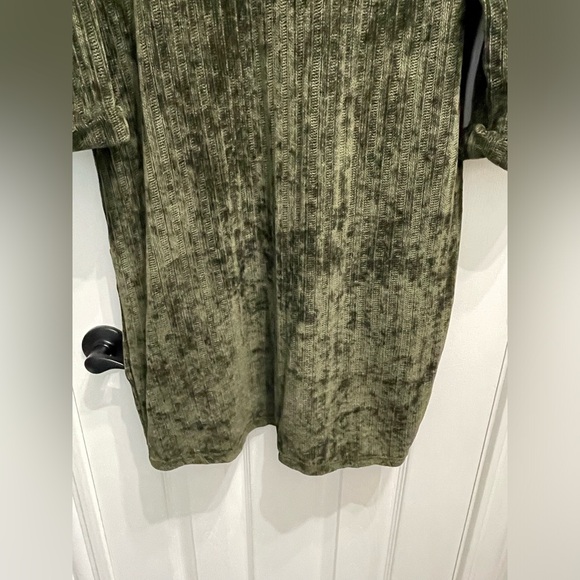 26-Papillon Sweater Dress Midi Velvet Like Material Pockets 3/4 Sleeve Green Lg - Picture 8 of 9